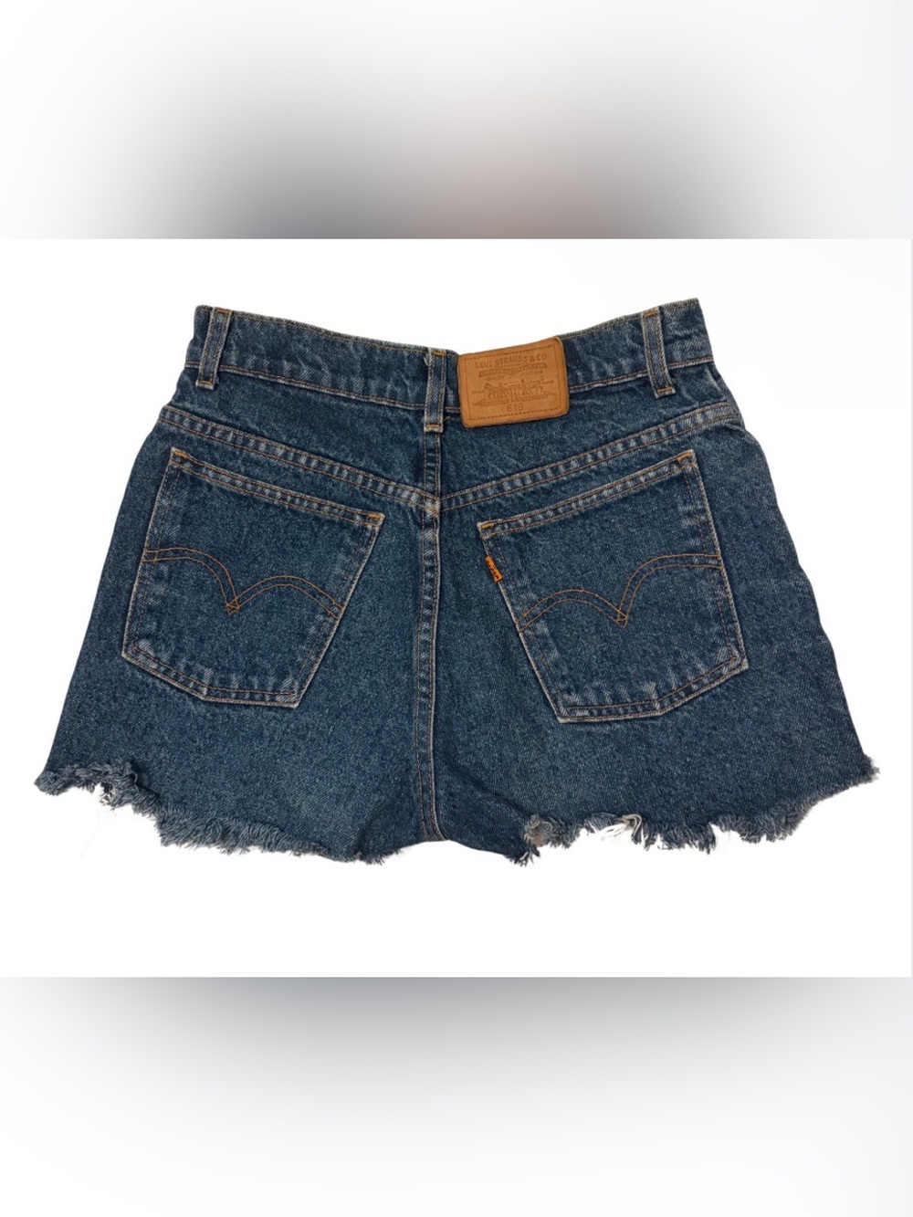 Levi's Blue Denim Frayed Hem Cutoff Shorts